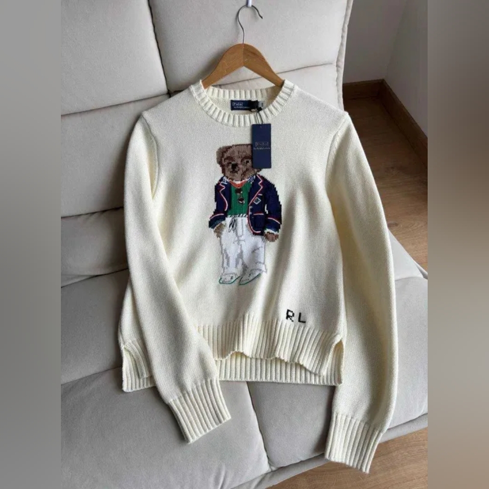 White Polo Ralph Lauren Bear Sweater